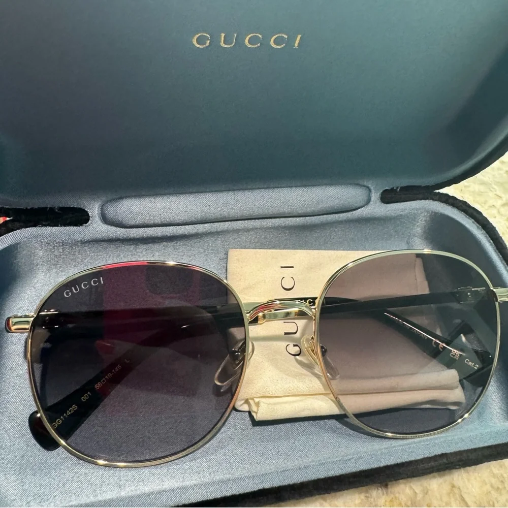 Gucci GG1142S Gold and Black Round Sunglasses women GG - Picture 14 of 16